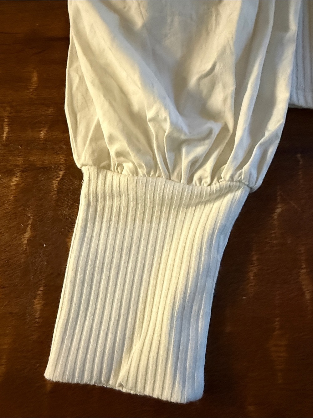 TCEC White Ribbed Puff-Sleeve Top - Picture 3 of 7